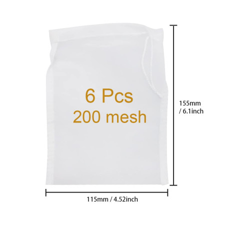 UMCHU 6 Pièces 200 mesh Filtrant en Mailles de Nylon Fines,Sac à Lait de Noix,pour lait de noix végan,lait d'amandes,jus de frui