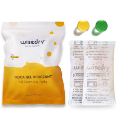 wisedry 50 Grammes[4 Paquets] Déshydratant de Paquets de Gel de Silice réutilisable avec Micro Onde réactivé Rapidement en 2 Min