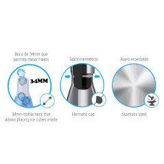 CYP Snoopy Brands Bouteille d'eau en acier inoxydable avec fermeture hermétique Lettre I multicolore 550 ml Blanc