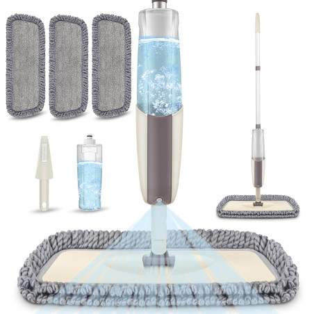 Balai Serpillère Vaporisateur, MEXERRIS Balai Lave Sol Spray Mop Microfibre Balais Serpillere avec Reservoir et 3 Tampons de Vad