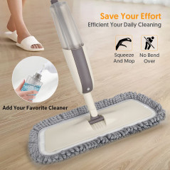 Balai Serpillère Vaporisateur, MEXERRIS Balai Lave Sol Spray Mop Microfibre Balais Serpillere avec Reservoir et 3 Tampons de Vad