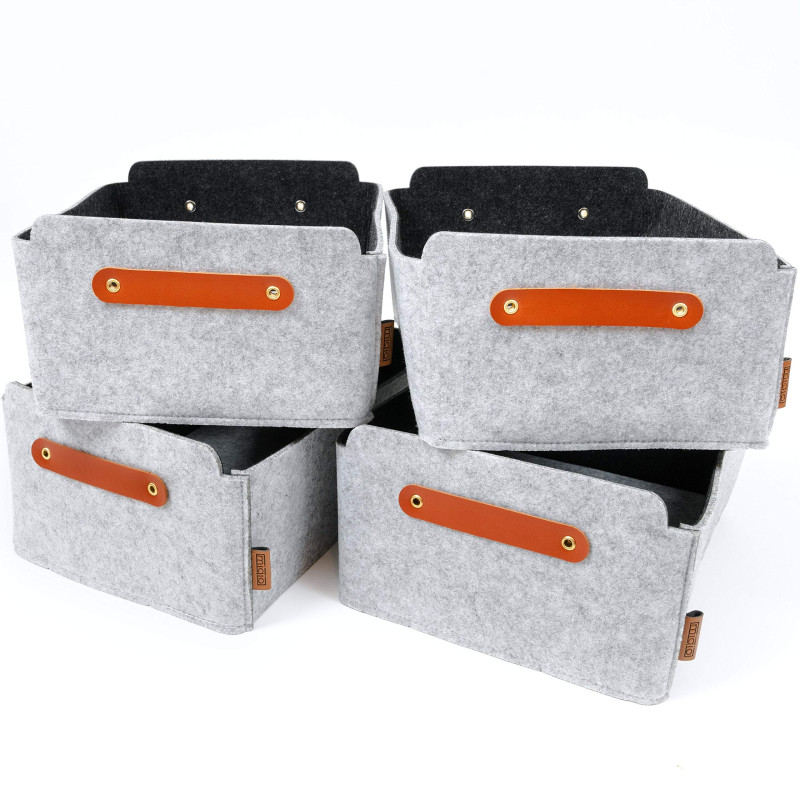 MIQIO Lot de 4 petites boîtes gris clair MIQIO Lot de 4 petites boîtes gris clair