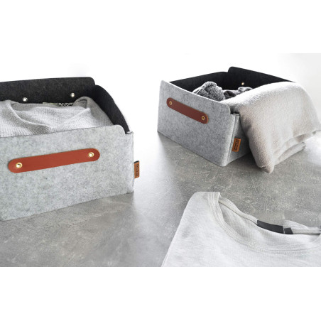 MIQIO Lot de 4 petites boîtes gris clair