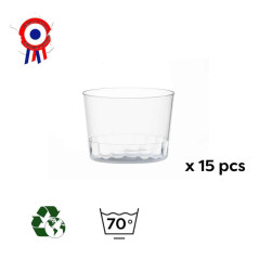 15 Verrines Rondes Bodega 12 cl de D. 64 x Ht. 46 mm Réutilisable, Recyclable 100% Française - Transparent - D-Work