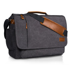 Estarer Sac Ordinateur Portable 15.6 pouces Homme Canevas Rétro Sacoche Messenger Bandoulière Porte documents pour Travail et Ec