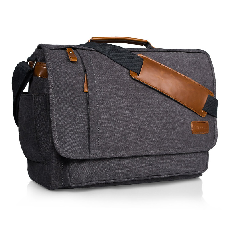 Estarer Sac Ordinateur Portable 15.6 pouces Homme Canevas Rétro Sacoche Messenger Bandoulière Porte documents pour Travail et Ec Estarer Sac Ordinateur Portable 15.6 pouces Homme Canevas Rétro Sacoche Messenger Bandoulière Porte documents pour Travail et Ec