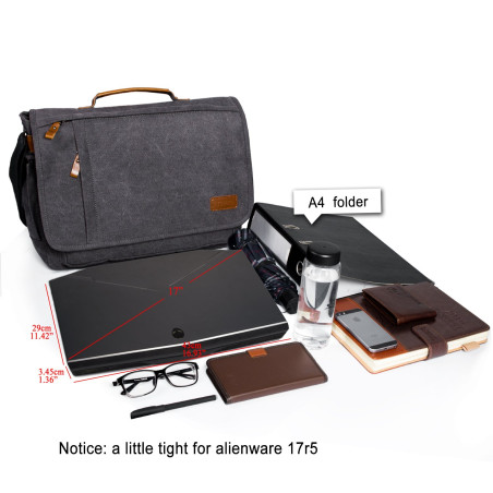 Estarer Sac Ordinateur Portable 15.6 pouces Homme Canevas Rétro Sacoche Messenger Bandoulière Porte documents pour Travail et Ec
