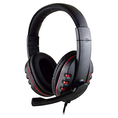 Heden Casque Micro Filaire connecteur USB, telecommande intégr Micro pivotant, Arceau Noir- rougeu réglable