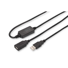 DIGITUS Câble d'extension actif USB 2.0 - Câble répéteur - USB A mâle vers USB A femelle - 15 m - 480 Mbit/s - Plug & Play - Ali