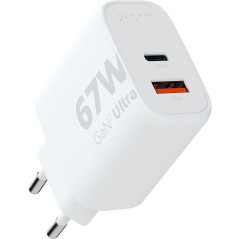 Chargeur Xtorm 67W GaN2 Ultra, Technologie GaN, USB-C et USB-A, Power Delivery, Plastique Recyclé GRS - Blanc