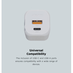 Chargeur Xtorm 67W GaN2 Ultra, Technologie GaN, USB-C et USB-A, Power Delivery, Plastique Recyclé GRS - Blanc