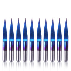 SainSmart Genmitsu 10Pcs Mèches à graver Nano Blue Coat, 15 degrés 0.1mm Pointe 1/8" Tige Conique V-Bit