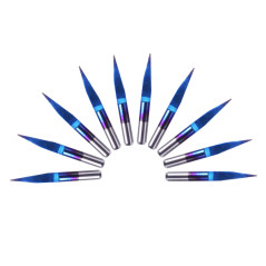 SainSmart Genmitsu 10Pcs Mèches à graver Nano Blue Coat, 15 degrés 0.1mm Pointe 1/8" Tige Conique V-Bit