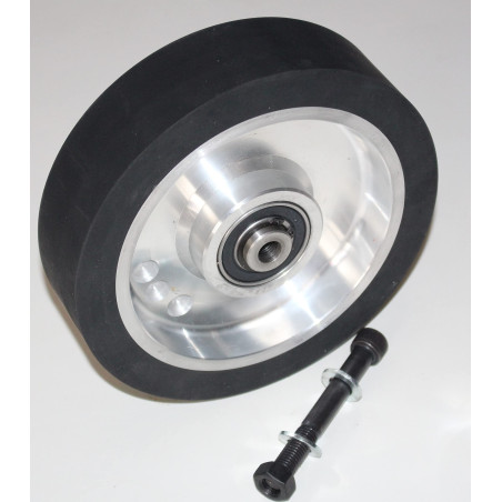 LASANA SMART MACHINES Roue de contact en caoutchouc 200 x 50 mm - Surface lisse - Cœur en aluminium - Avec tige de 12 mm - Prêt 