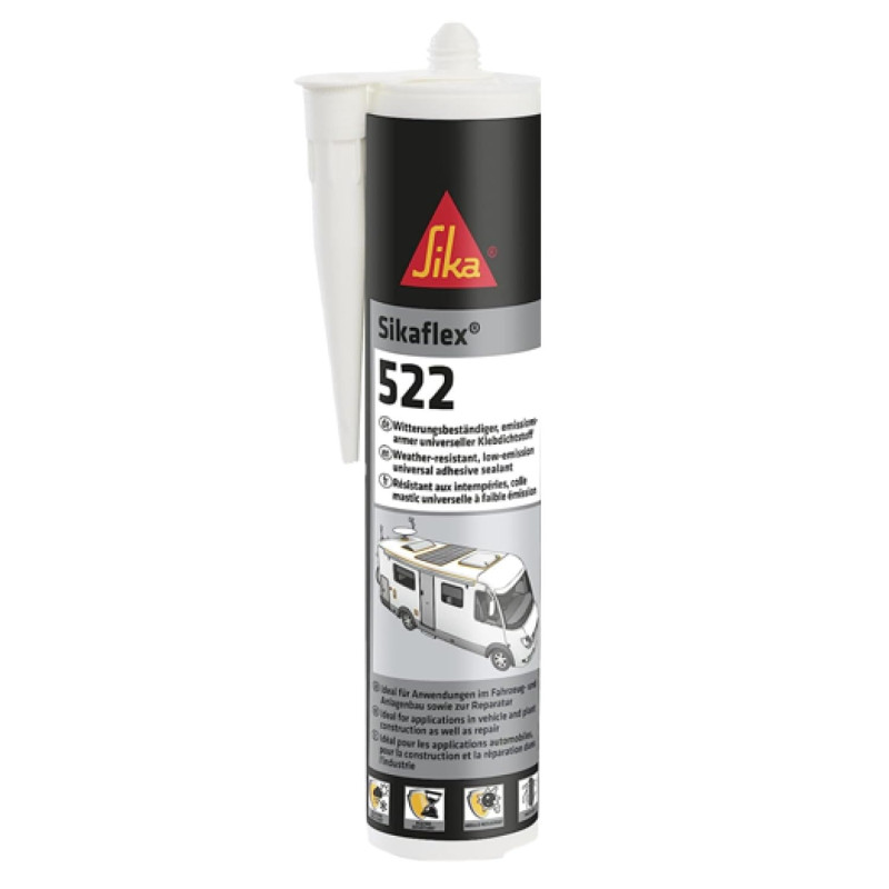 SIKA - Colle-mastic - Sikaflex 522 Blanc - Jointoiement de caravanes et camping-cars - Résistant aux UV - Intérieur et extérieur SIKA - Colle-mastic - Sikaflex 522 Blanc - Jointoiement de caravanes et camping-cars - Résistant aux UV - Intérieur et extérieur