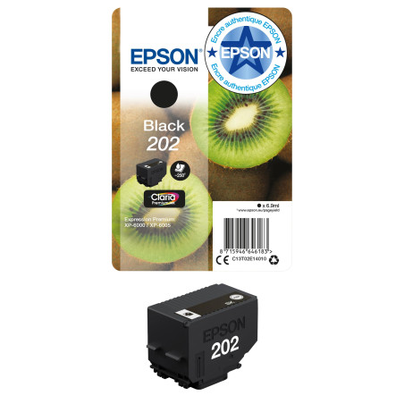 Epson 202 Kiwi Noir, Cartouche d'encre d'origine, XP-6000, XP-6005, XP-6100, XP-6105