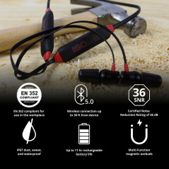 ISOtunes Écouteurs XTRA 2.0 : protection auditive Bluetooth EN352, 27 dB NRR, limite de volume 79 dB, autonomie 11 h