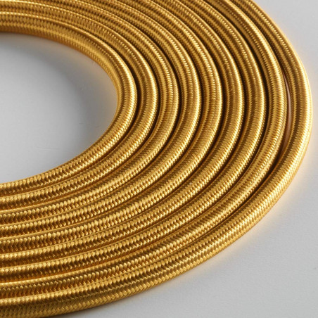 Klartext - Câble textile rond LUMIÈRE pour éclairage, 3 x 0,75 mm, or, 3 m. Attention : câble de terre inclus. Sécurité maximale