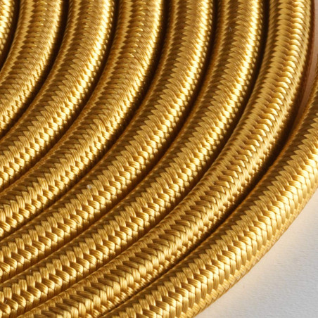Klartext - Câble textile rond LUMIÈRE pour éclairage, 3 x 0,75 mm, or, 3 m. Attention : câble de terre inclus. Sécurité maximale