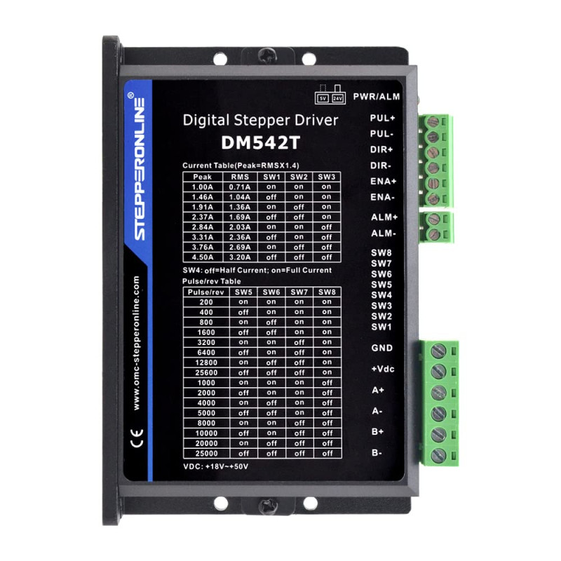 STEPPERONLINE pilote de moteur pas à pas/Stepper Motor Driver DM542T 1.0-4.2A 20-50VDC pour Nema 17, 23, 24 Moteur pas a pas STEPPERONLINE pilote de moteur pas à pas/Stepper Motor Driver DM542T 1.0-4.2A 20-50VDC pour Nema 17, 23, 24 Moteur pas a pas