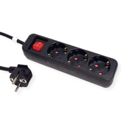 ROLINE Multiprise 3X avec Interrupteur, Noir, 6 m