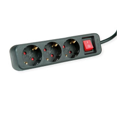 ROLINE Multiprise 3X avec Interrupteur, Noir, 6 m