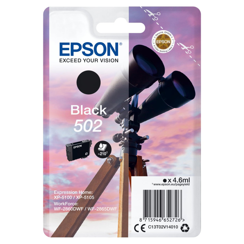 Epson 502 Jumelles Noir, Cartouche d'encre d'origine, XP-5100 XP-5105 XP-5150 XP-5155 WF-2860DWF WF-2865DWF WF-2880 WF-2885 Epson 502 Jumelles Noir, Cartouche d'encre d'origine, XP-5100 XP-5105 XP-5150 XP-5155 WF-2860DWF WF-2865DWF WF-2880 WF-2885