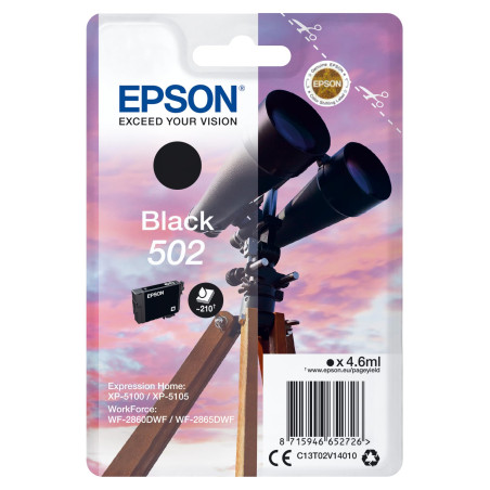 Epson 502 Jumelles Noir, Cartouche d'encre d'origine, XP-5100 XP-5105 XP-5150 XP-5155 WF-2860DWF WF-2865DWF WF-2880 WF-2885