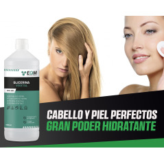 EQM - ECO-904 - Glycérine Végétale - 1L - Pureté 99,5% Glycérol 100% Naturelle - Hydratant naturel pour les cheveux et la peau -