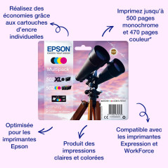 Epson 502 Jumelles Noir, Cartouche d'encre d'origine, XP-5100 XP-5105 XP-5150 XP-5155 WF-2860DWF WF-2865DWF WF-2880 WF-2885