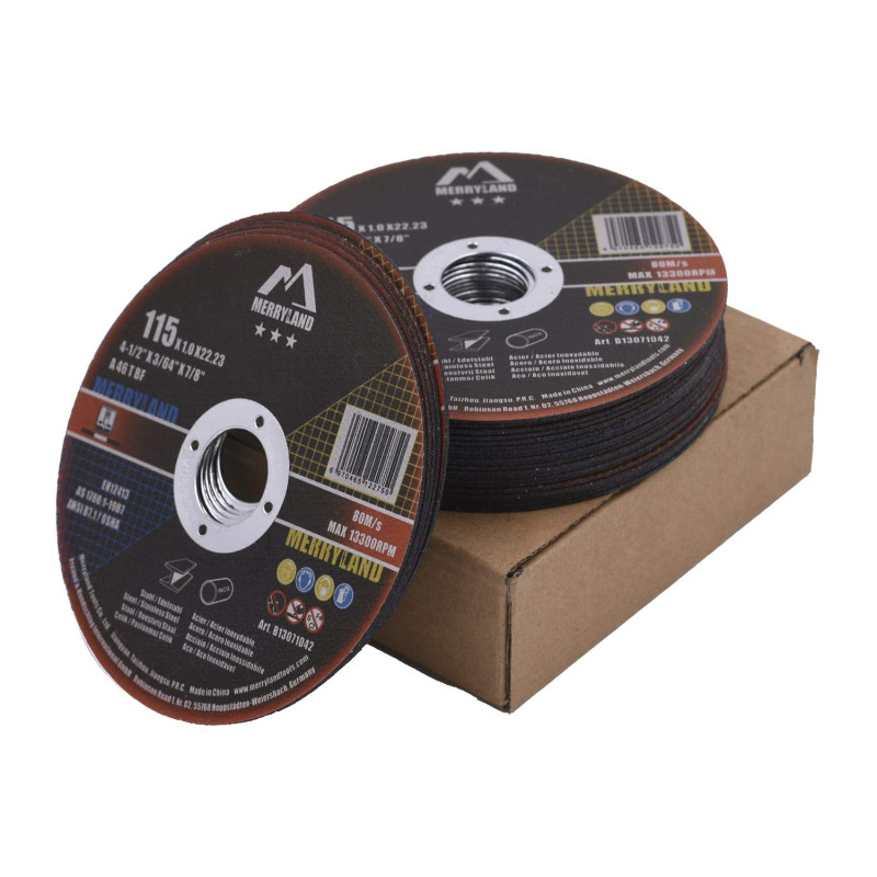 Merryland Disque à Tronçonner 115 Métal INOX Acier Fer, 115 X 1,0 mm Disque de Coupe 25 Pièces, Disque Découper pour Meuleuse d' Merryland Disque à Tronçonner 115 Métal INOX Acier Fer, 115 X 1,0 mm Disque de Coupe 25 Pièces, Disque Découper pour Meuleuse d'