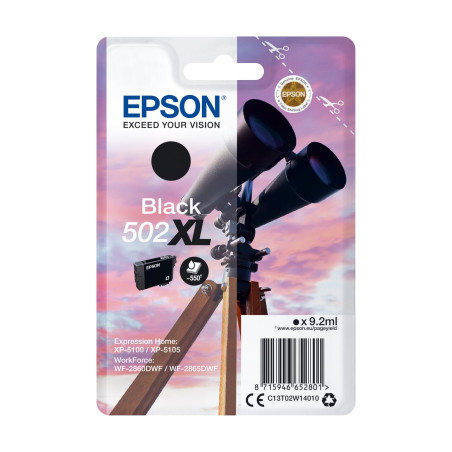 Epson 502XL Jumelles Noir, Cartouche d'encre d'origine XL Haute capacité, XP-5100 XP-5105 XP-5150 XP-5155 WF-2860DWF WF-2865DWF 