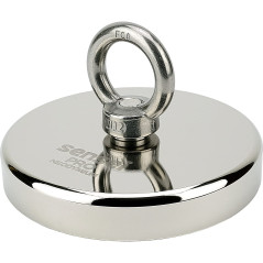 SENSEI® Aimant en Néodyme Puissant avec Anneau Écrou – Ø 120 mm, Force d'Attraction 600 kg – Grand et Très Puissant Aimant pour