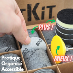 On Est Kit 440 Disque Abrasif Ø 50mm Poncage Polissage + 1 Plateau de ponçage pour Perceuse amélioré + 1 Tampon d'interface Medi