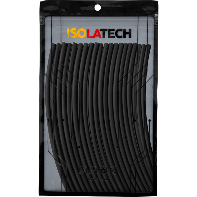 ISOLATECH Gaine Thermorétractable Set - Ø3mm x 4m (20 pcs x 20cm) - Noir - Rapport de Rétraction 2:1 - Sans Adhésif & Sans Marqu