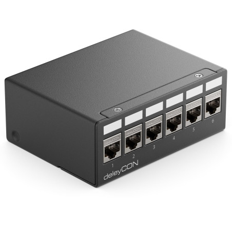 deleyCON Panneau de Brassage 6 Ports Kit Panneau de Distribution 1U + 6x RJ45 Modules Keystone Jack STP CAT6a Compatibles avec C