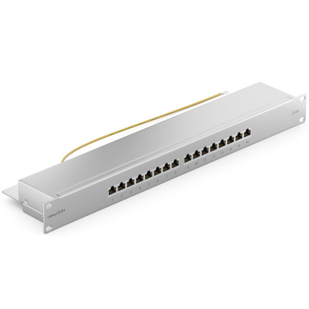 deleyCON CAT6 Panneau de Brassage 16 Port Bureau 19 Pouces Le Montage en Rack Assemblage du Serveur 16x RJ45 Blindé TIA568A TIA5