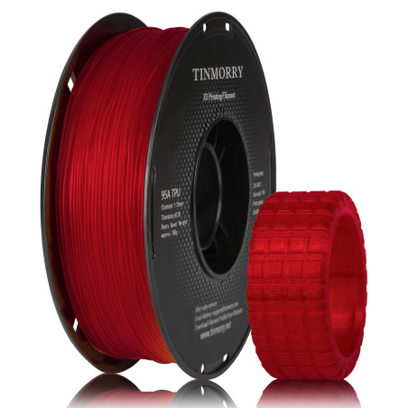 Filament TPU 1.75mm, TINMORRY 3D Matériel d'impression, TPU Filament pour imprimante 3D FDM, 1 kg 1 bobine, Rouge