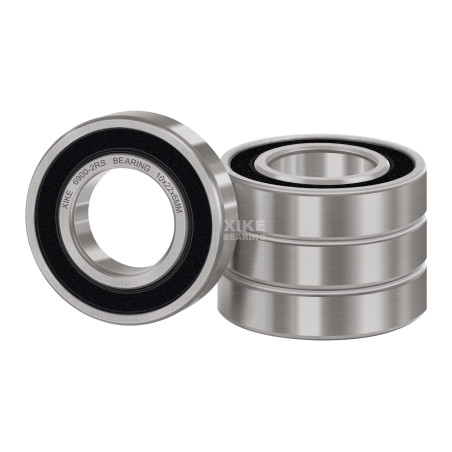 XiKe 4 pièces 6900-2RS Roulement à billes 10x22x6mm Acier chromé et Double joint en caoutchou et Pré-lubrifié, 6900RS Roulements