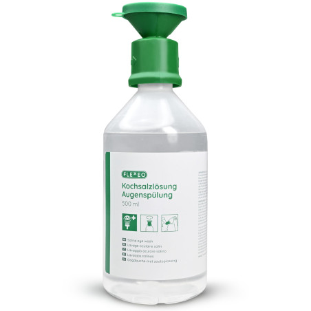 FLEXEO serum physiologique bouteille NaCl 0.9 - Rince oeil 500 ml - lavage des yeux chlorure de sodium - bouteille - lotion ocul