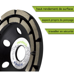 rendech® Meule Diamantée 125 mm pour colle à carrelage, béton, Maçonnerie, pierre, granit etc - Meule boisseau diamantée compati