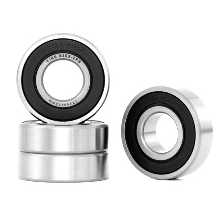 XiKe 4 pièces 6203-2RS Roulement à billes 17x40x12mm, Chromé acier et Double scellé et Pré-lubrifié, 6203RS Roulements à billes