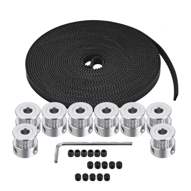 Poulie de distribution TUZUK GT2, roue de poulie de distribution 8pcs 5mm 20T et courroie de distribution GT2 en caoutchouc 5M, Poulie de distribution TUZUK GT2, roue de poulie de distribution 8pcs 5mm 20T et courroie de distribution GT2 en caoutchouc 5M,