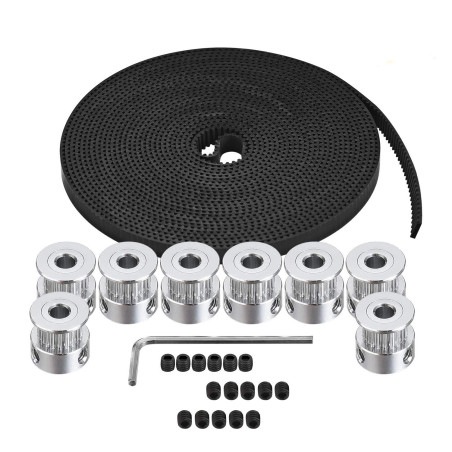 Poulie de distribution TUZUK GT2, roue de poulie de distribution 8pcs 5mm 20T et courroie de distribution GT2 en caoutchouc 5M,