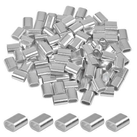 100 Pièces Manchons en Aluminium Ovale, Clip à Sertir en Aluminium, Ovale Manchons de Câble en Aluminium, Ferrules à Virole pour