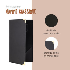 SECURIT - Porte-Addition Classic Line - 3 Encoches - Pour Café, Bar, Restaurant - Similicuir PU - Coloris Noir