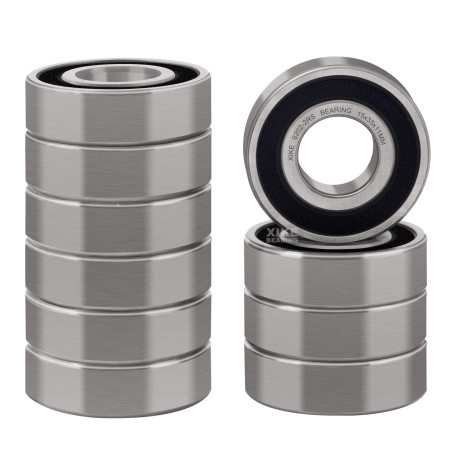 XiKe 10 Pièces 6202-2RS Roulements à billes 15x35x11mm Acier chromé et Double joint en caoutchouc et Pré-lubrifié, 6202RS Roulem