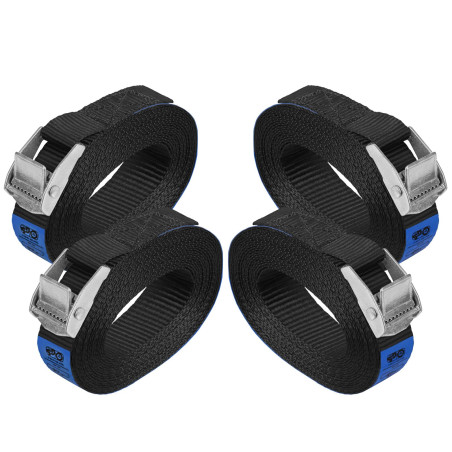 Sangle à Griffe Sangle d'arrimage Sangle de Fixation - Noir - 1m 2,5m 4m 6m - Charge maximale 250 kg DIN en 12195-2, 4 pièces 2.