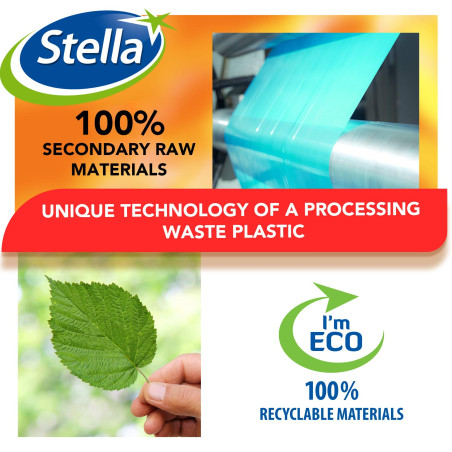 Stella Pack Sacs Poubelle Écologiques 35l à Cordon Durables Flexibles Recyclables Solides Parfumés Mint en Plastique Recyclé Rés