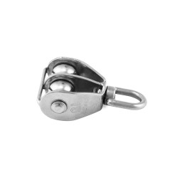 QWORK® 2PCS M15 Bloc de Poulie Double en Acier Inoxydable 304, Pivotant Double Poulie de Levage